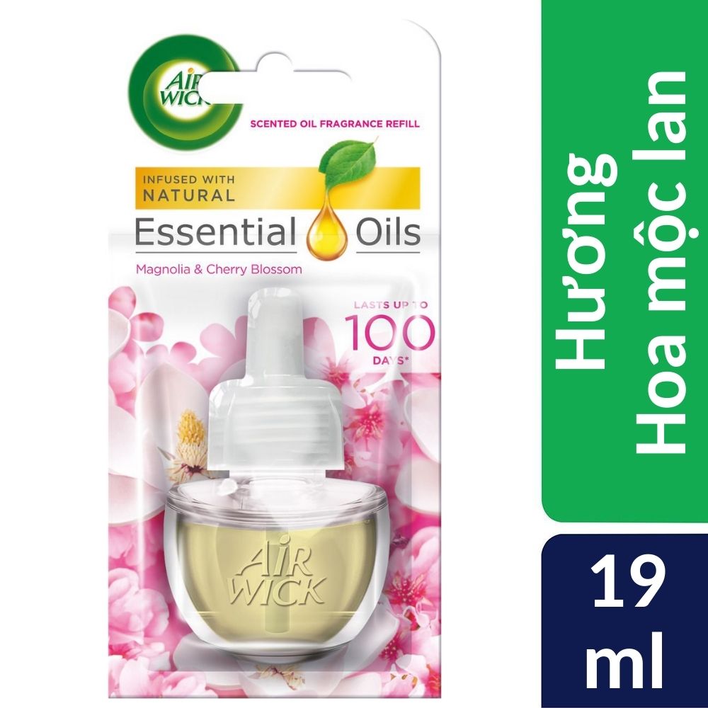 Lọ tinh dầu thiên nhiên Air Wick Magnolia &amp; Cherry Blossom 19ml QT003274 - hoa mộc lan