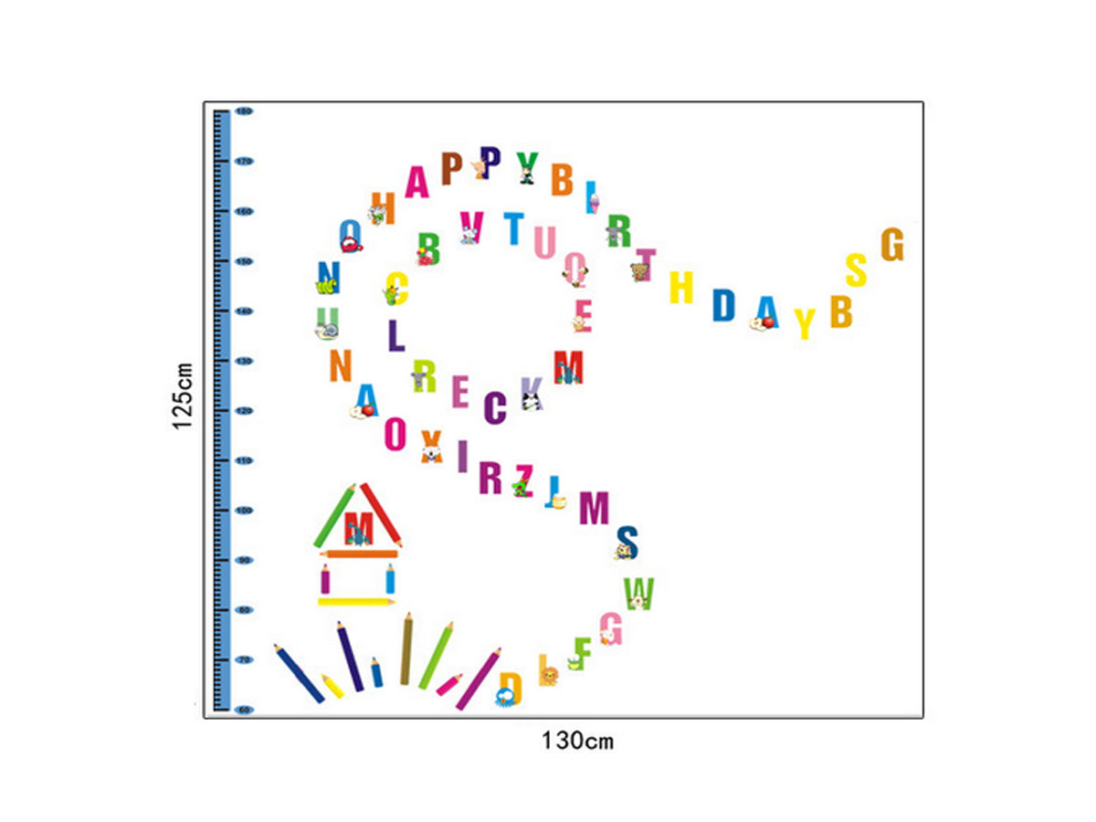 Decal dán tường cho bé thước đo chữ ngộ nghĩnh ay746