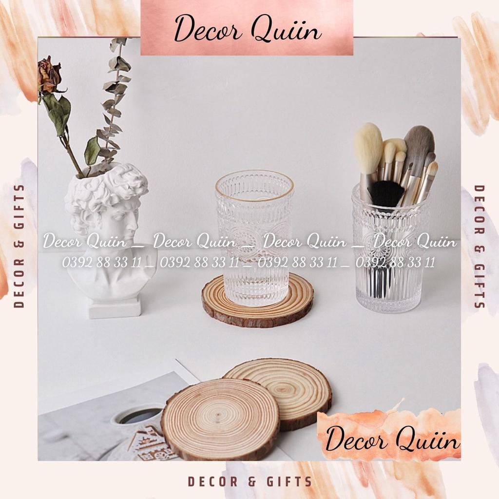 Lót cốc gỗ vintage ️ decor lót ly vân gỗ mộc trang trí