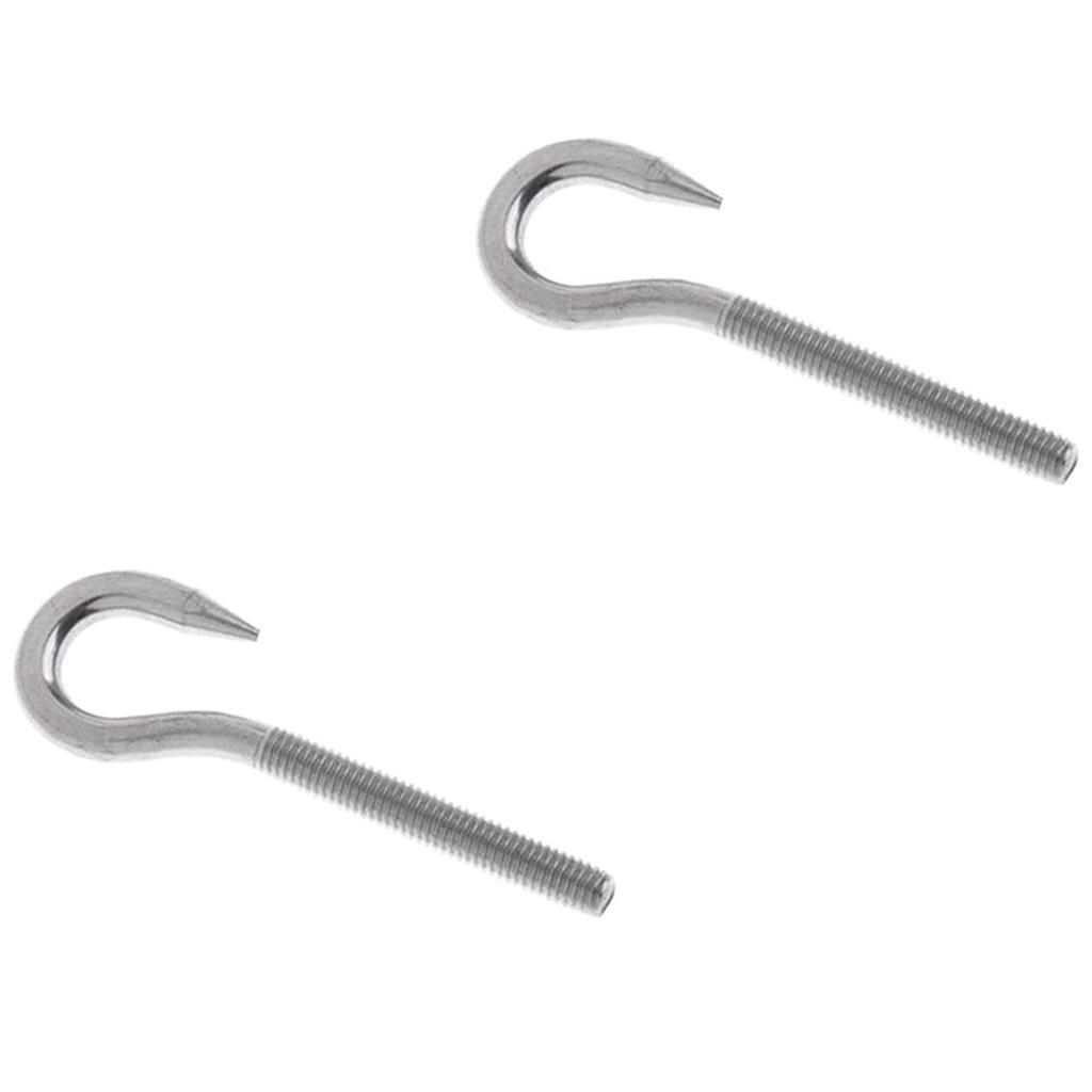 2 Pieces 304 Stainless Steel Threaded Screw Hook Eye Bolt Boat Parts M4 M5, Marine Grade