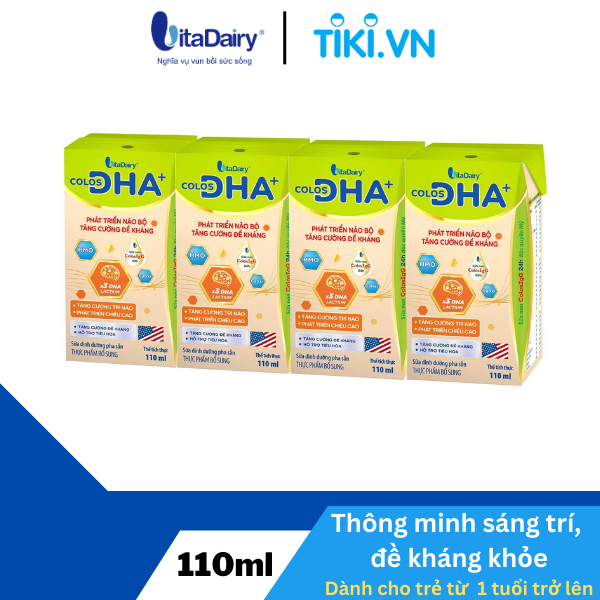 SBPS Colos DHA+ giúp bé thông minh sáng trí, tăng cường đề kháng, ngủ ngon khỏe mạnh / lốc 4 hộp 110ml - VitaDairy