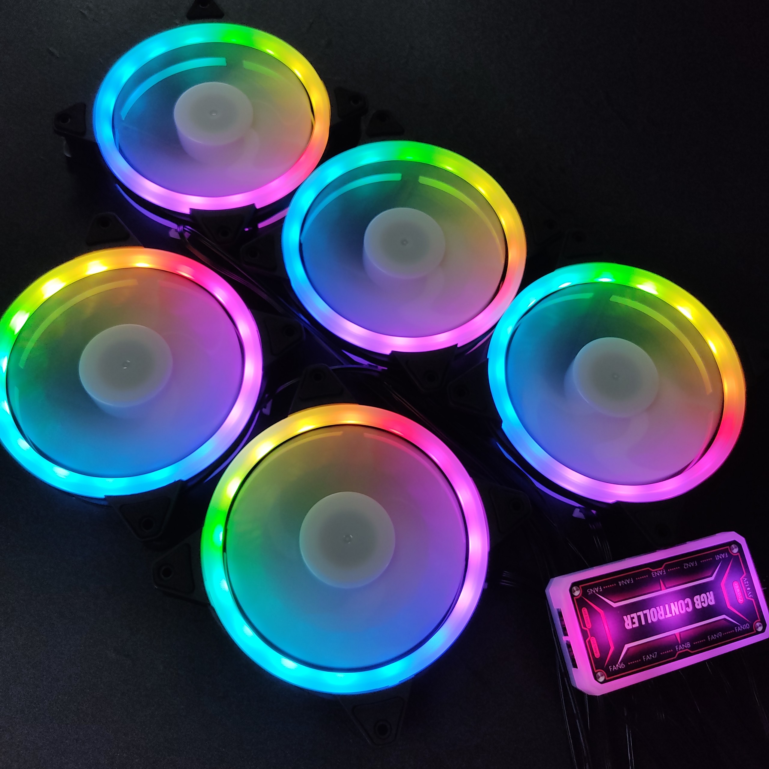 5 Quạt Tản Nhiệt, Fan Case KNC V2 Led RGB Dual Ring đồng bộ Hub điều khiển