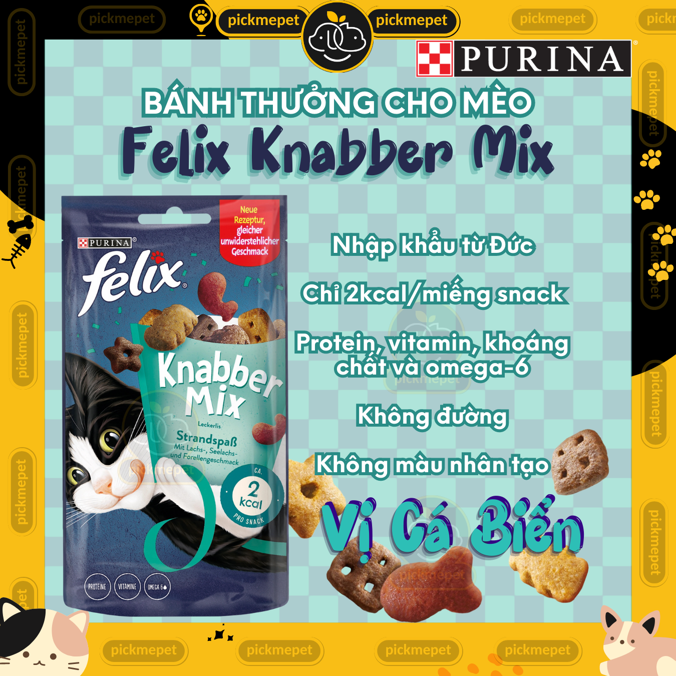 [60g] FELIX KNABBER MIX - Bánh Thưởng Cho Mèo Nhập Đức