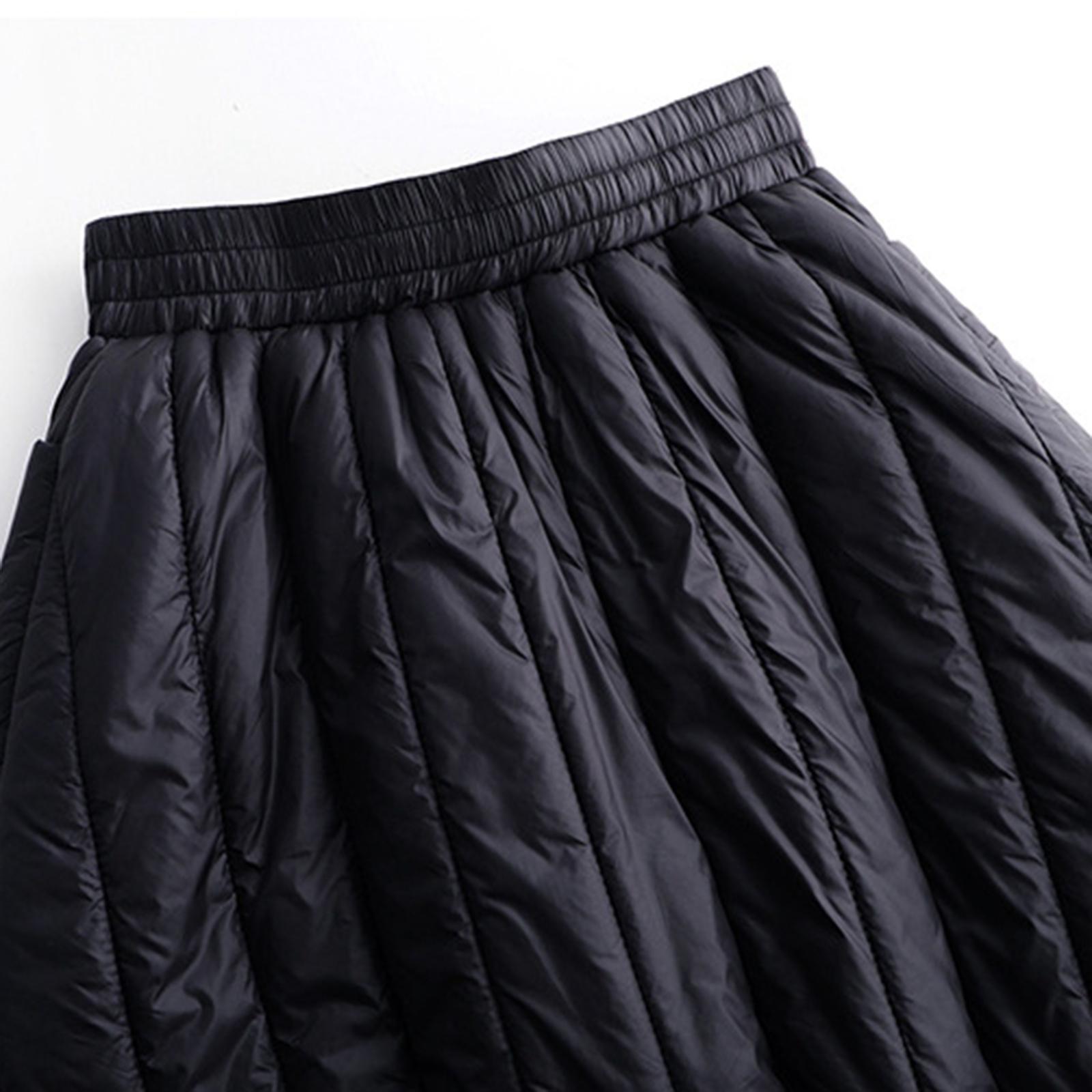 Winter Women's Down Cotton Skirt High Waist Casual Black Long Skirt for Women Thick Warm Female Padded Skirts