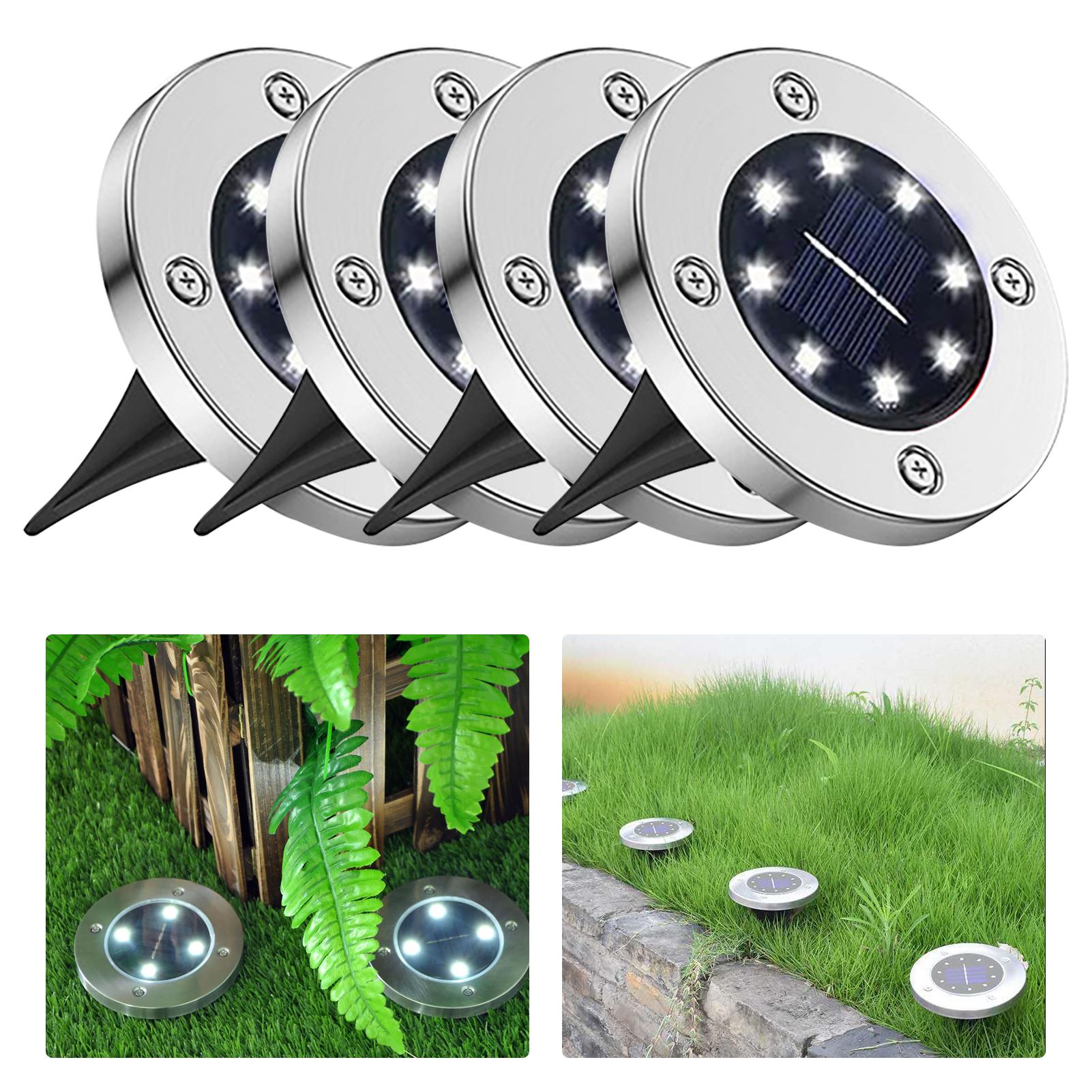 4 Đèn mặt đất năng lượng mặt trời 8 hạt LED  không thấm nước cho sân vườn