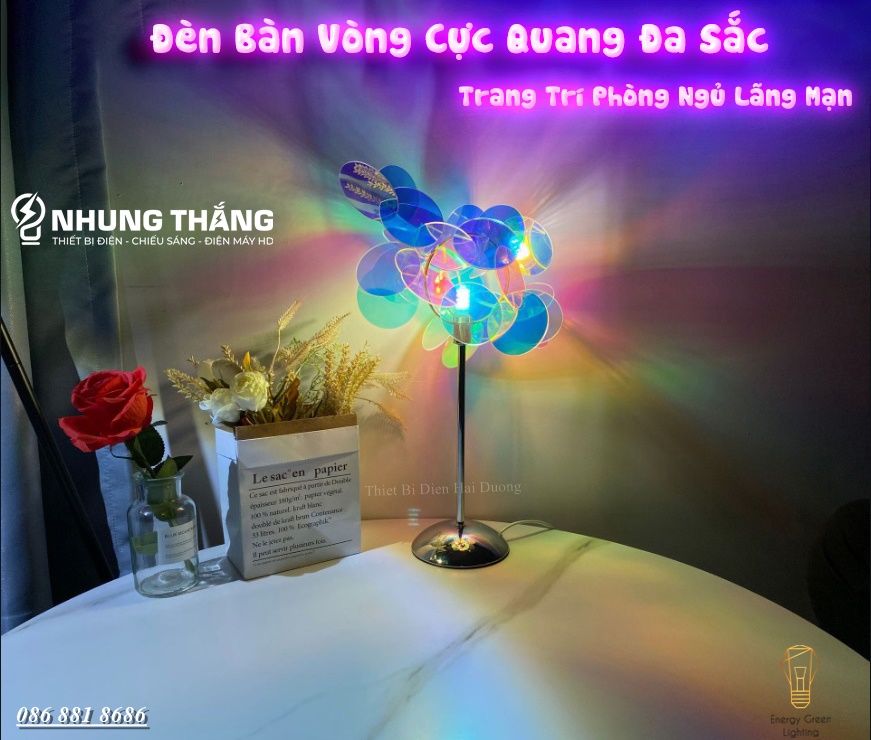 Đèn Bàn Trang Trí Vòng Cực Quang Đa Sắc DB-913,DB-914 - 2 Kích Thước - Trang Trí Phòng Ngủ Lãng Mạn - Có Video