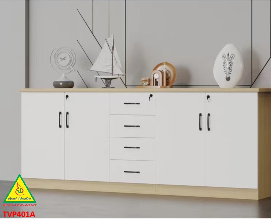 Tủ hồ sơ văn phòng, tủ tài liệu thấp gỗ MDF TVP401A - NỘI THẤT LẮP RÁP VIENDONGADV