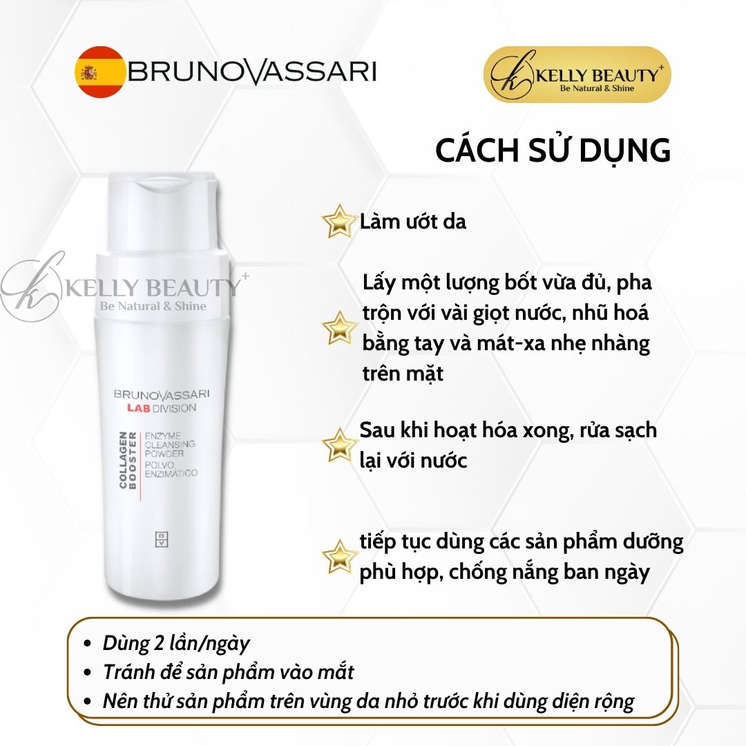 Bột Rửa Mặt Sáng Da Collagen Booster Enzyme Cleansing Powder - Bruno Vassari | Kelly Beauty