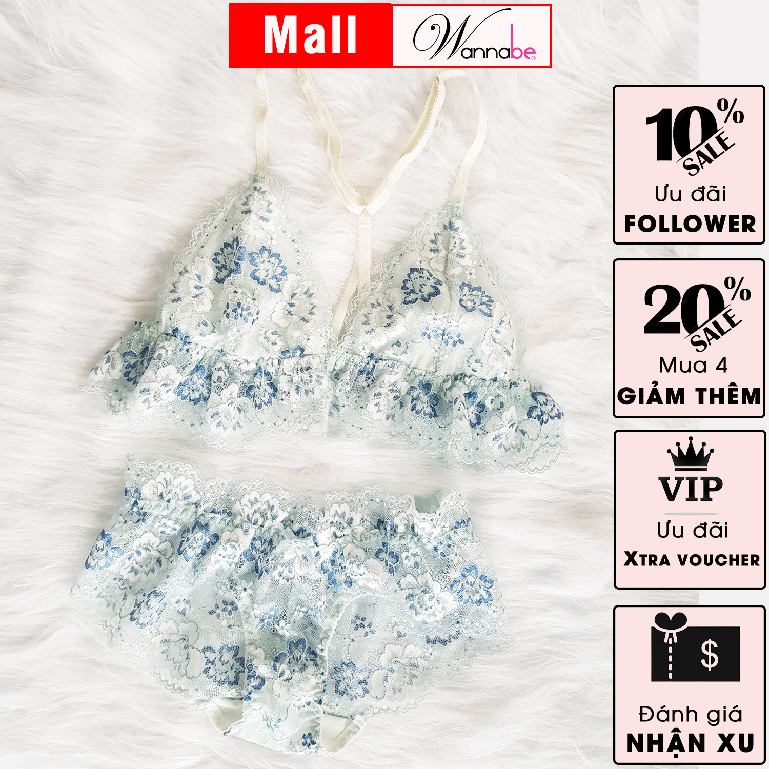 Nội y bộ Wannabe Áo ngực bralette ANR12 chân ngực nhún bèo nữ tính, điệu đà