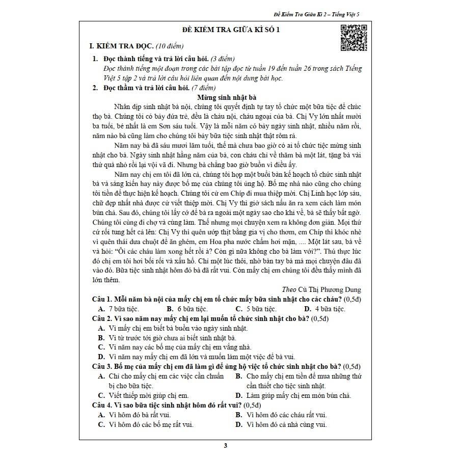 Sách - Đề Kiểm Tra Tiếng Việt 5 - Học Kì 2 (1 cuốn)