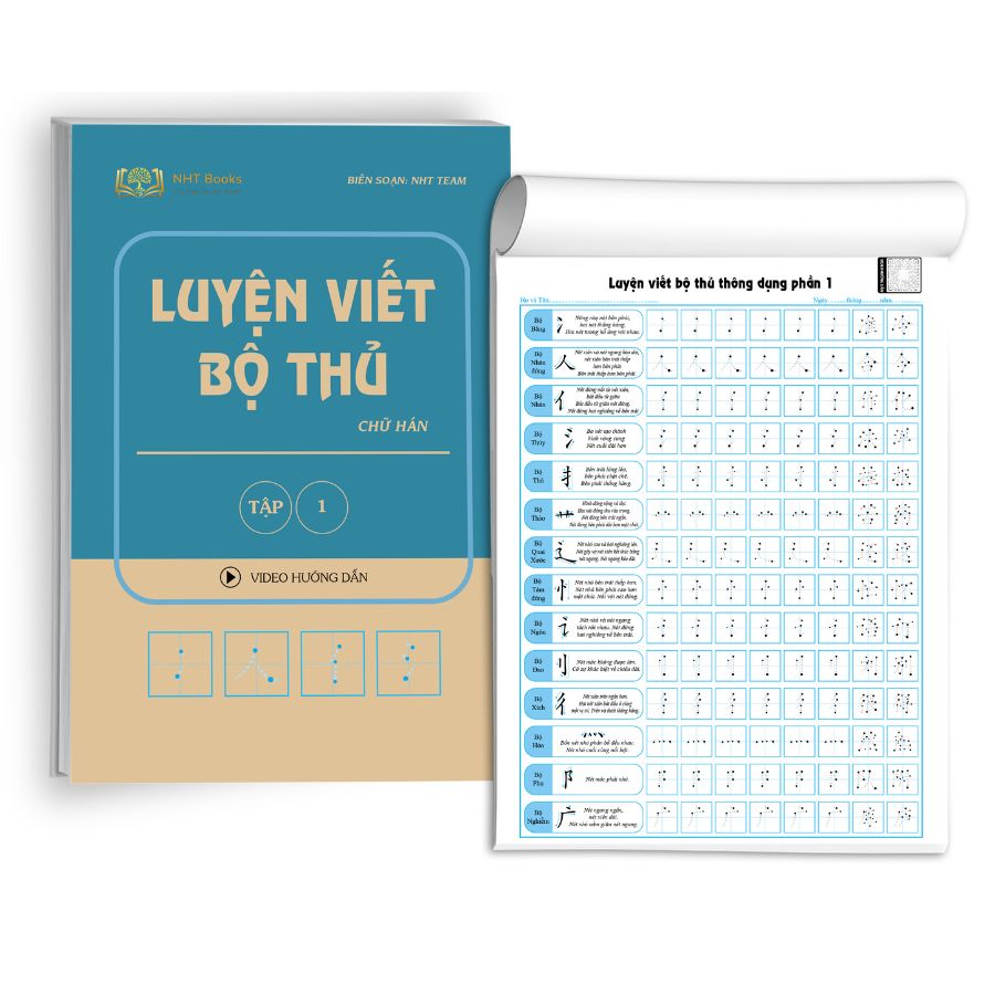 Combo 6 Vở Luyện Viết Chữ Hán, Các Nét Căn Bản, Luyện Viết Các Bộ Thủ Trong Tiếng Trung