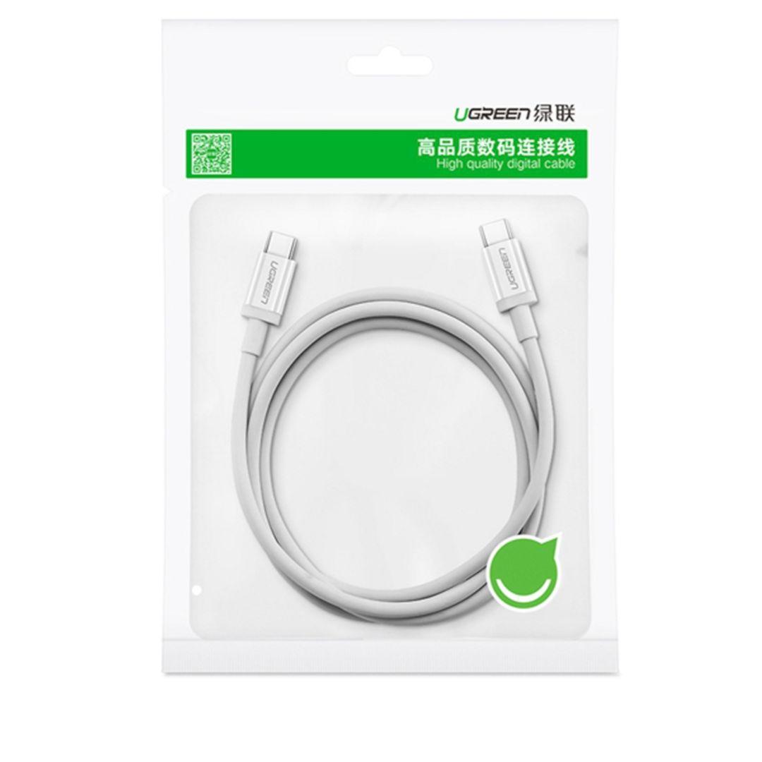 Ugreen UG80369US300TK 0.5M 100W 5A Màu trắng Cáp sạc nhanh 2 đầu USB-C 2.0 - HÀNG CHÍNH HÃNG