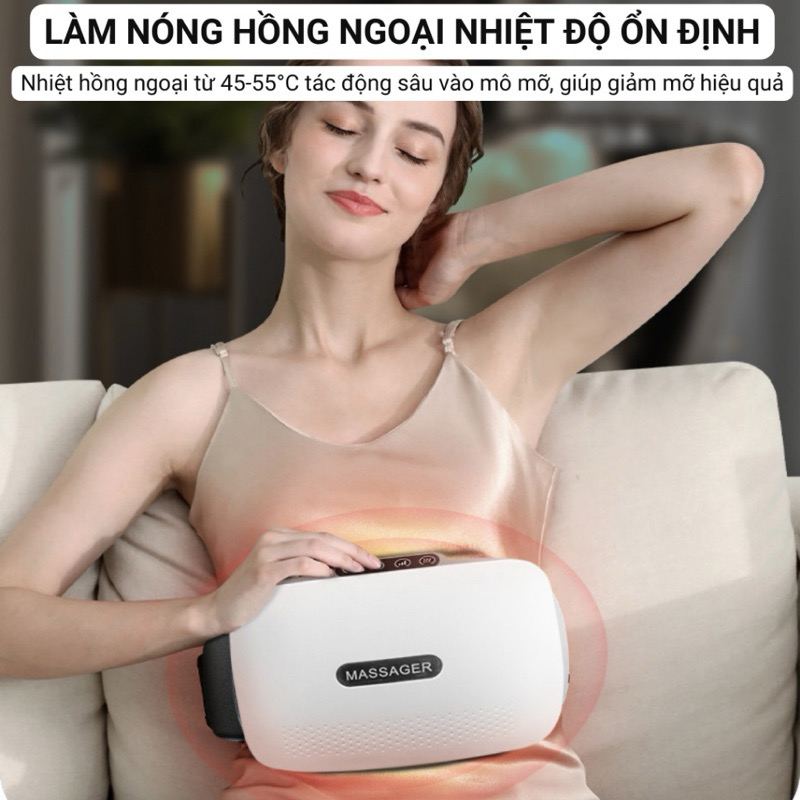 ￼Máy Massage Bụng Lưng Đùi Pin Sạc Tích Hợp Đá Nóng Himalaya Hỗ Trợ Giảm Mỡ Bụng Đai Mát Xa Bụng Eo Lưng