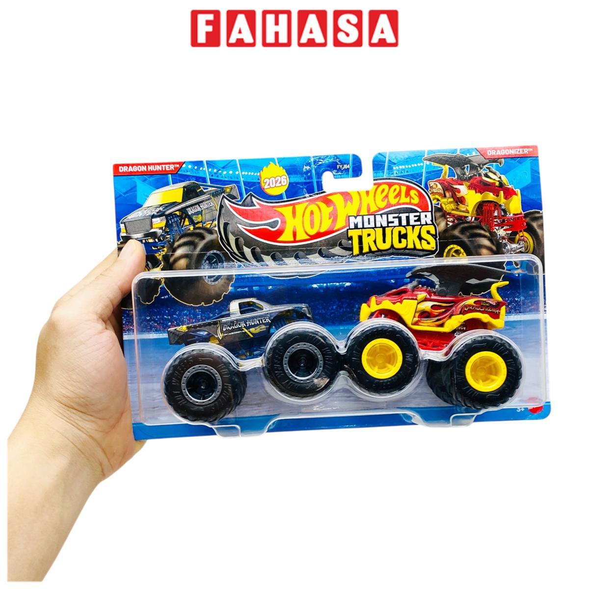Đồ Chơi Bộ 2 Siêu Xe Monster Trucks - Hot Wheels FYJ64M - Dragon Hunter + Dragonizer