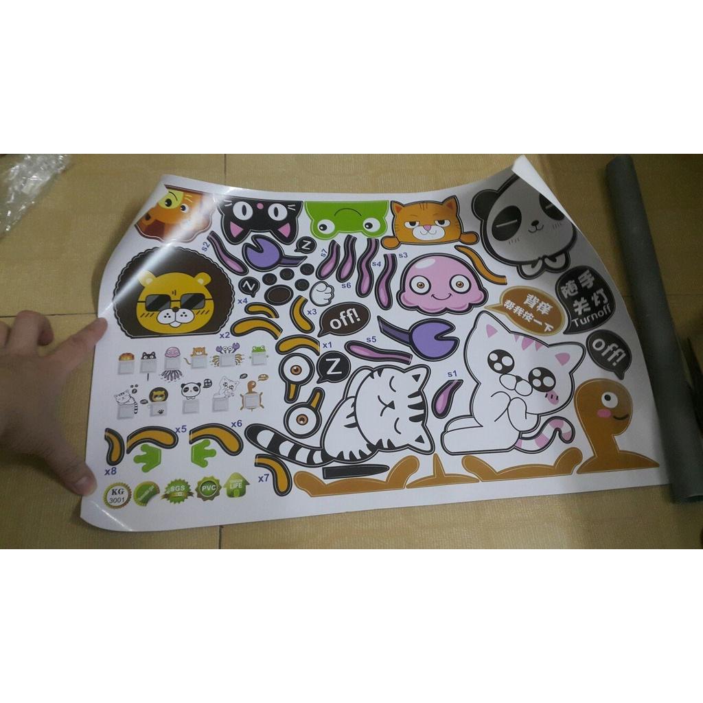 Decal trang trí công tắc đèn 11 HÌNH ĐỘNG VẬT