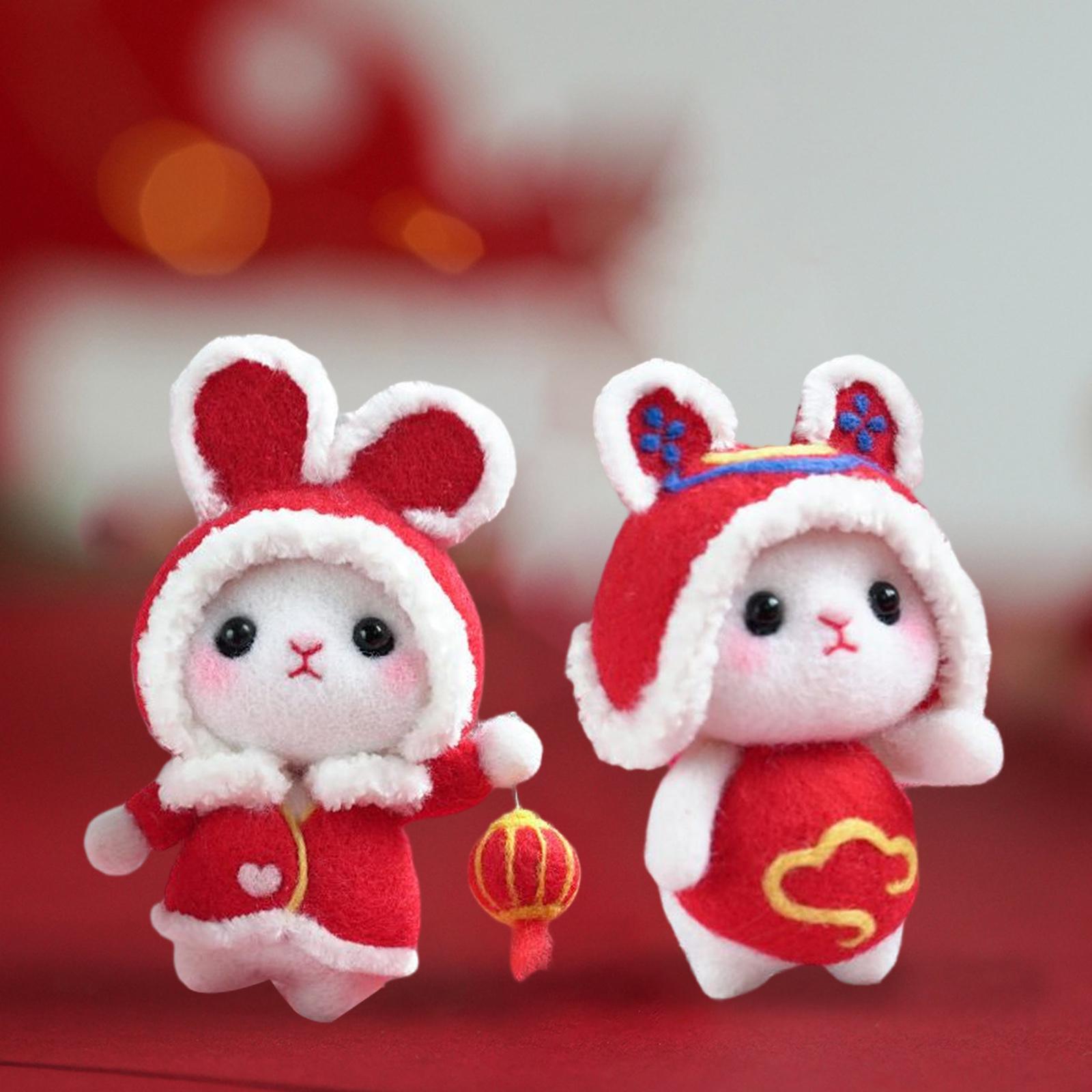 Mini Rabbit Wool Felt Kits Christmas 2023 Rabbit Year DIY Material Package Festival Toy for Handicraft Lover Beginners Beginner Kit
