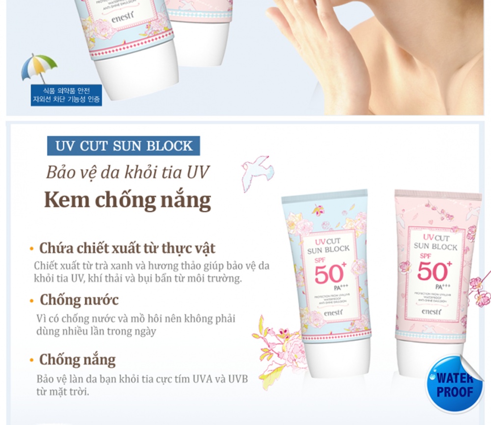 Kem chống nắng không nhờn dính Enesti Hàn Quốc 50ml + Tặng móc khoá