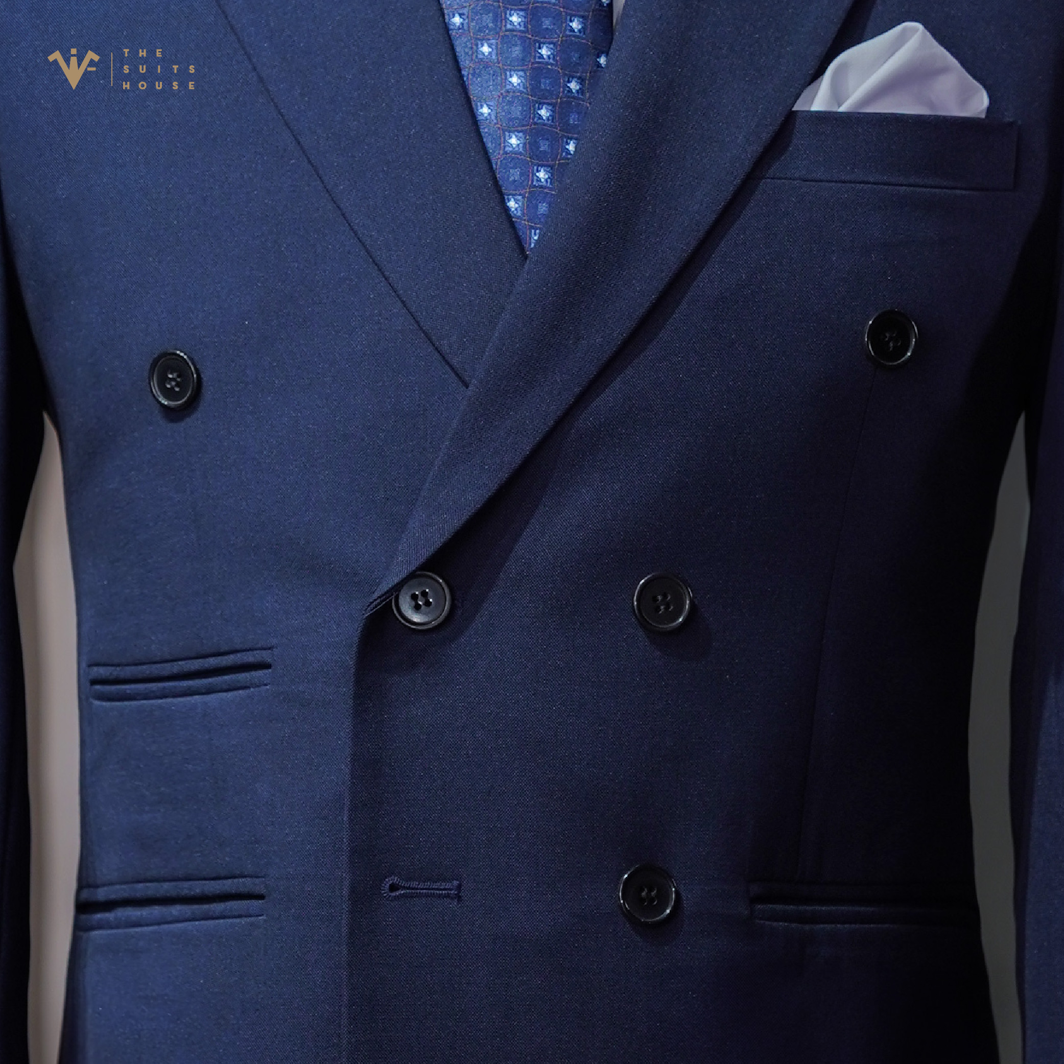 [CLASSY 1] Nguyên bộ suits 2 mảnh XANH 6 KHUY 3 TÚI, vải cashmere, form chuẩn