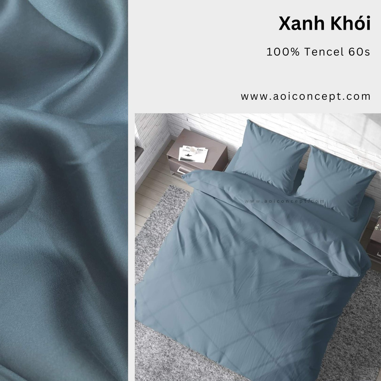 Bộ Chăn Ga Gối 5 Món Lụa Tencel Size 1m6x2m và 1m8 x 2m Trơn Nhiều Màu À Ơi Concept cao cấp Hàn Quốc