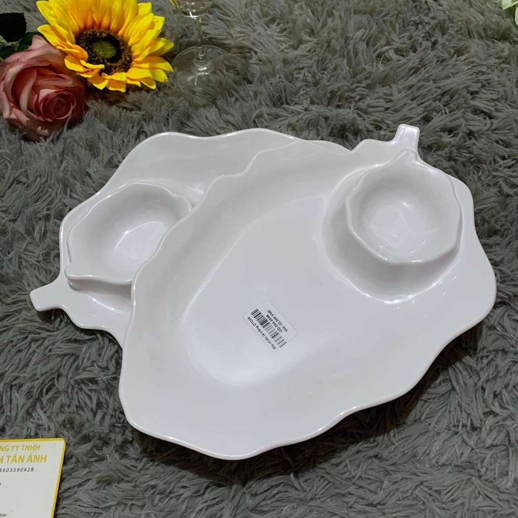 Dĩa nhựa fataco dĩa hình chiếc lá màu trắng DTC07, DTC08