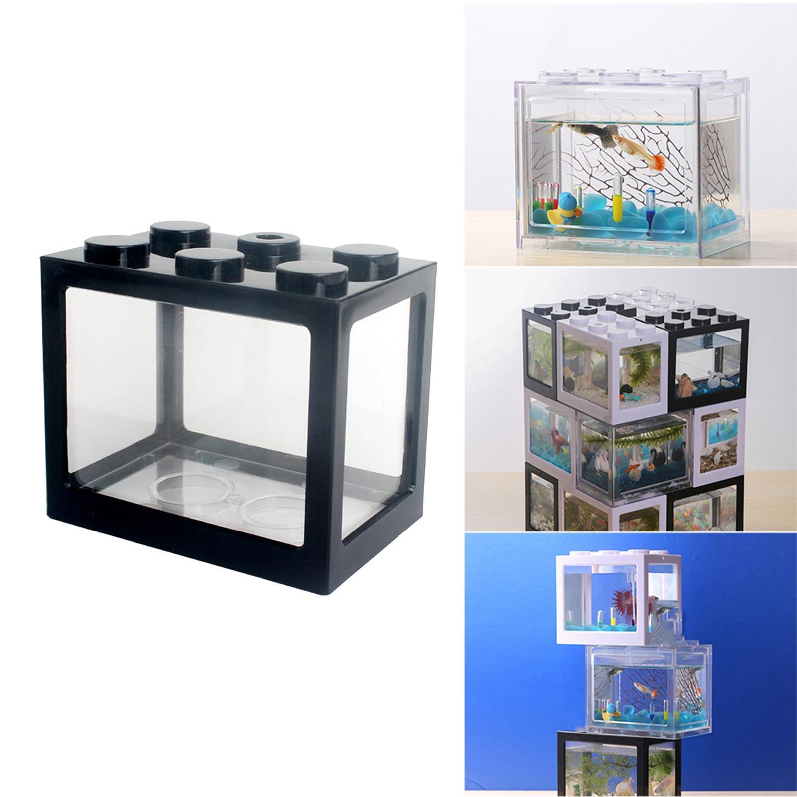2 Pieces Aquarium Fish Tank Mini Building Blocks Spider Box Home Decor black