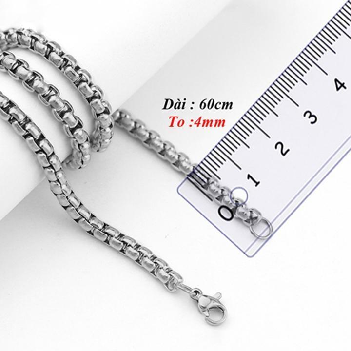 Dây chuyền nam titan cao cấp đẹp sang trọng inox thép không gỉ kiểu bông dừa trangsucpt PTDCNA51