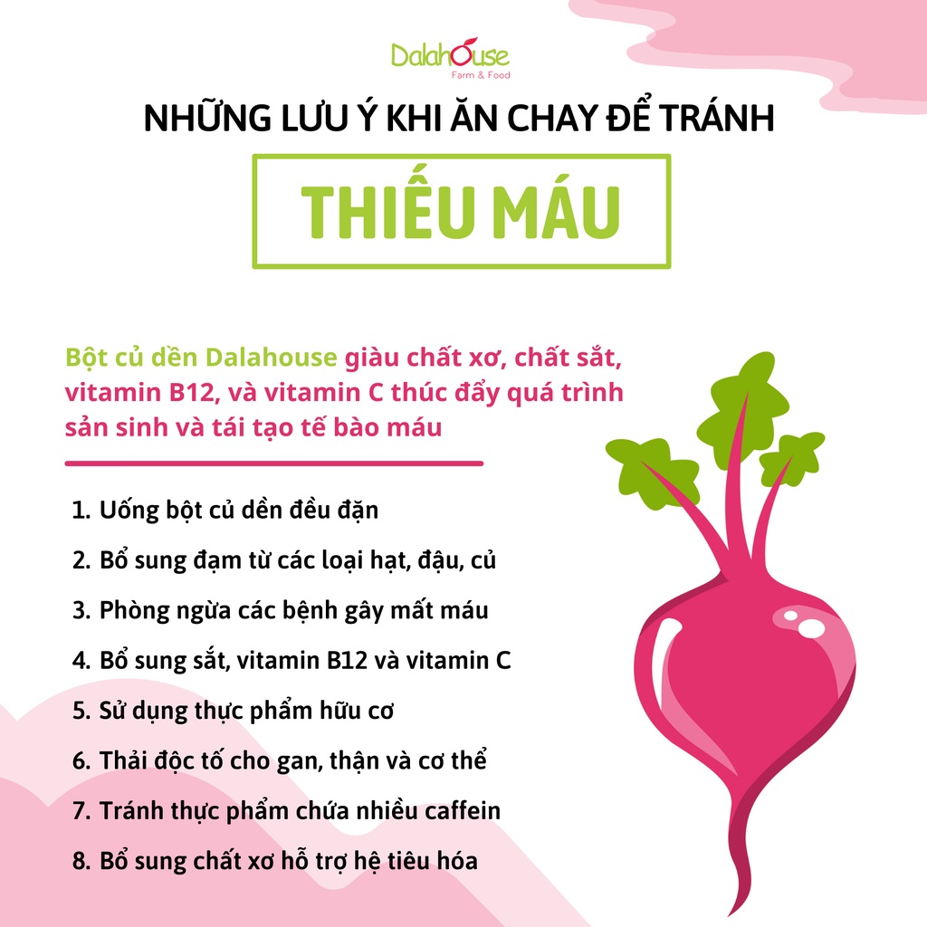 Bột củ dền Dalahouse Hộp 60gr - Nguyên chất sấy lạnh - Organic giúp bổ máu - Đạt tiêu chuẩn Châu Âu