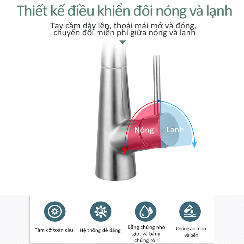 304 nhà bếp sink kéo vòi nước 360 độ quay vòi nước nhiệt độ chống ăn mòn thép không gỉ 304