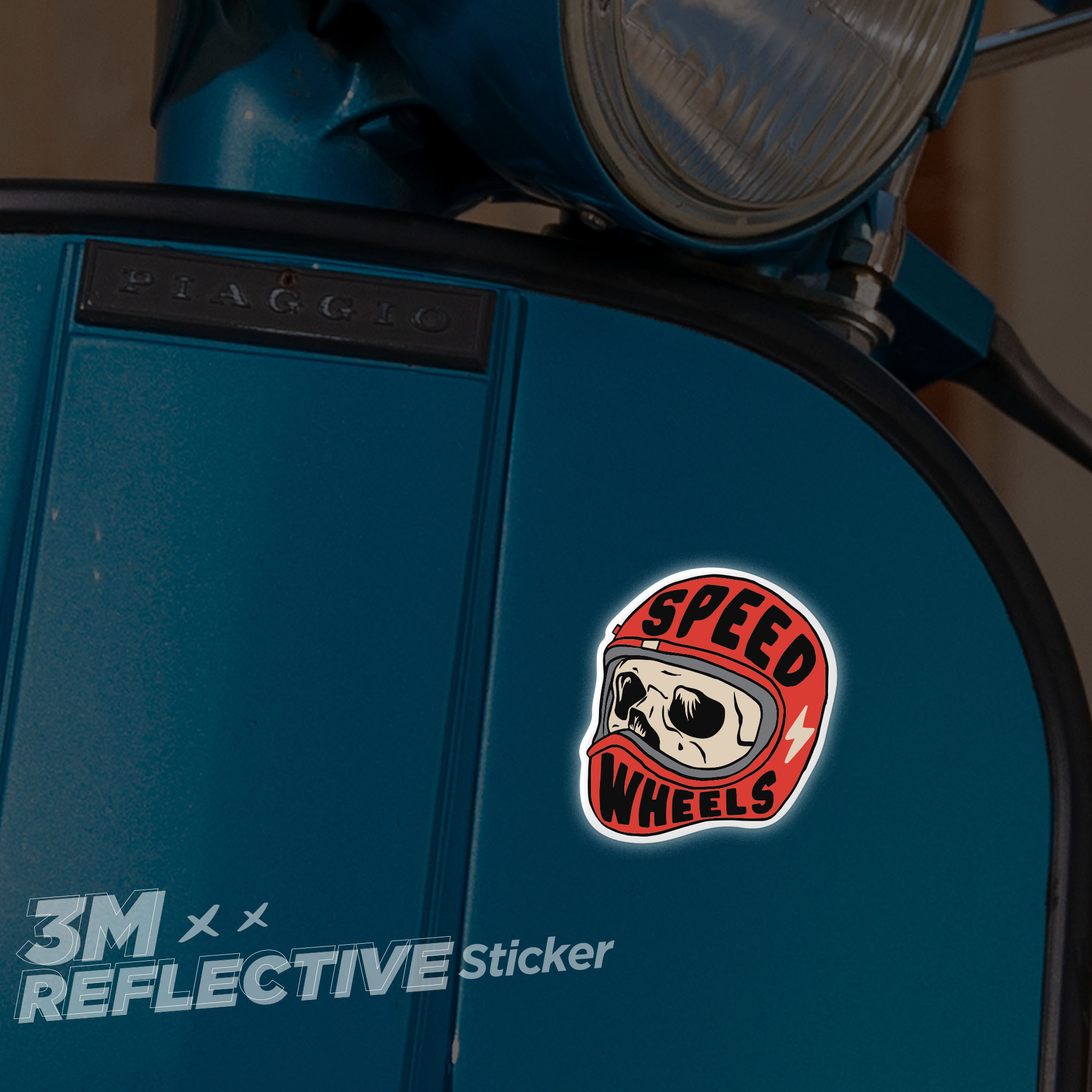 SPEED WHEELS SKULL HELMET 3M - Reflective Sticker Die-cut Hình dán phản quang STICKER FACTORY