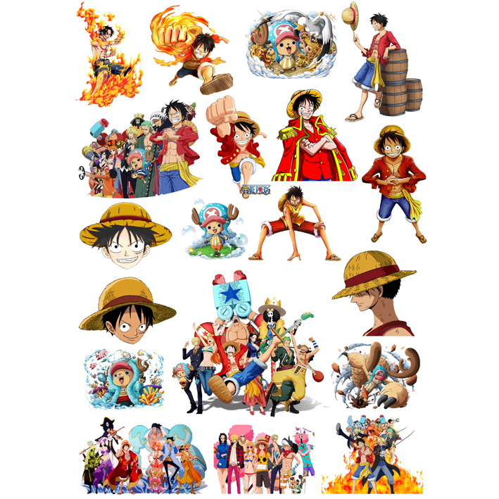 Sticker anime One Piece nhan vật Luffy (Combo 2 set Luffy)