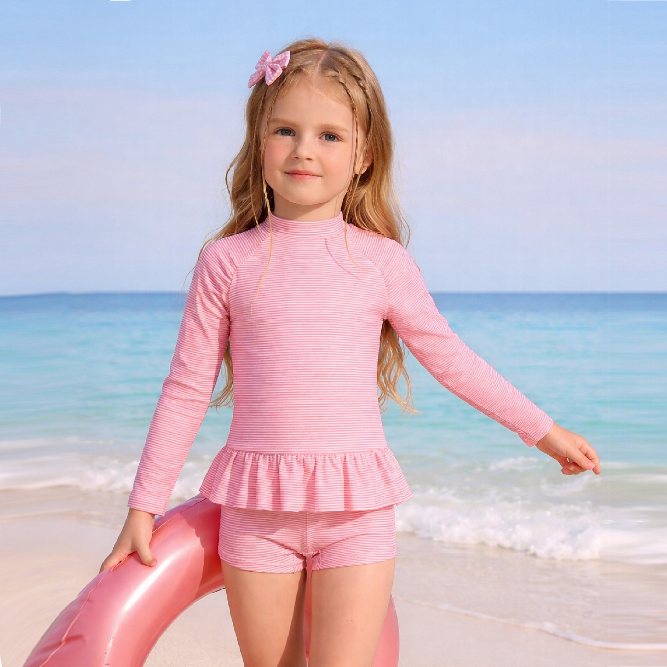 Bộ đồ bơi cho bé gái Bigfox Miss Meow áo rời, quần rời phong cách Hàn Quốc size đại trẻ em 11-35kg