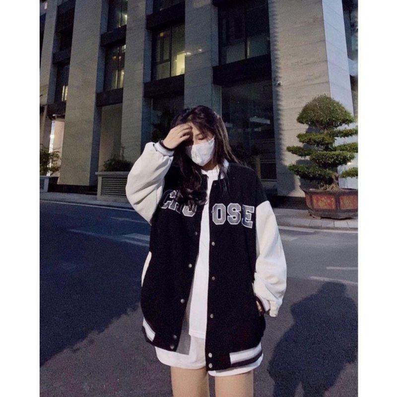 Áo Khoác Bomber Choose Chất Nỉ Nhung Phối Tay 2 Màu Siêu Hot Hi