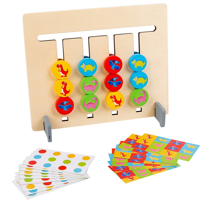 Đồ Chơi Gỗ Phát Triển Tư Duy Logic Montessori lắp ghép trật tự có 2 mặt và 18 thẻ đố