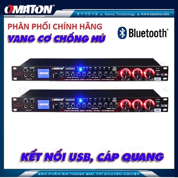 Mixer Karaoke - Vang cơ Bluetooth chống hú OMATON MX-6200FX có cổng quang Optical USB - Hàng chính hãng - Tặng jack canon dây AV 4 đầu bông sen