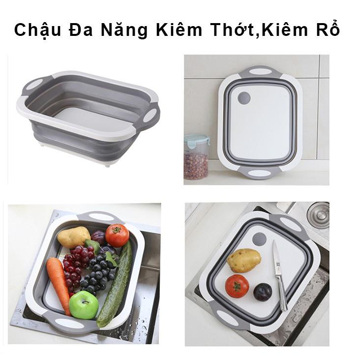 Chậu kèm thớt gấp gọn đa năng・Rổ đựng cao cấp 2 in 1