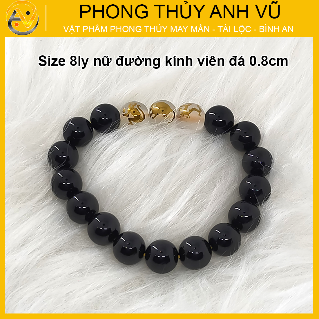 Vòng tam hợp thân tý thìn đã khai quang - chất liệu mã não đen - size 8 10 12ly - may mắn tài lộc - Vòng Tam Hợp Anh Vũ