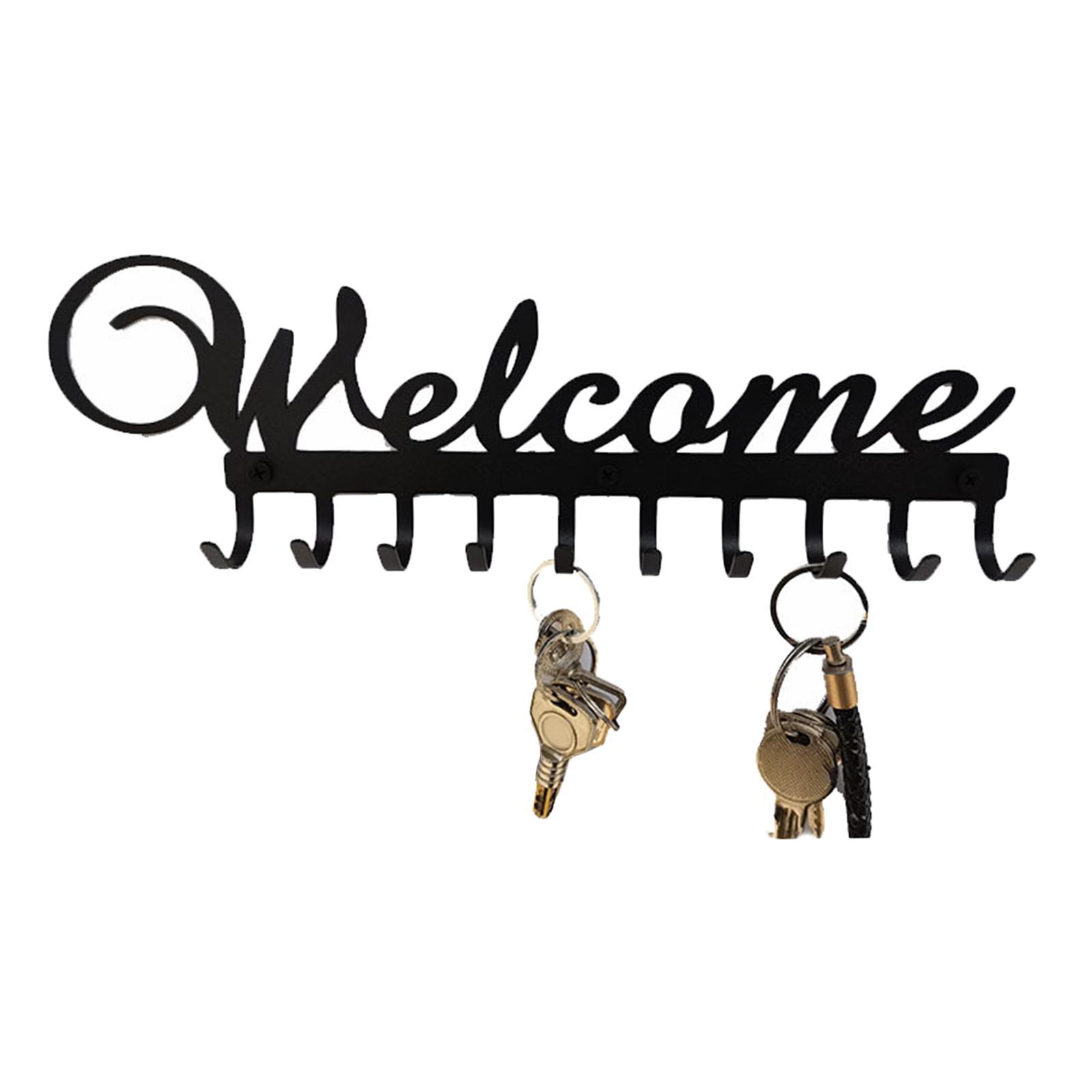 Welcome Wall Mounted Key Holder 10 Hooks Key Hooks Decorative for Front Door