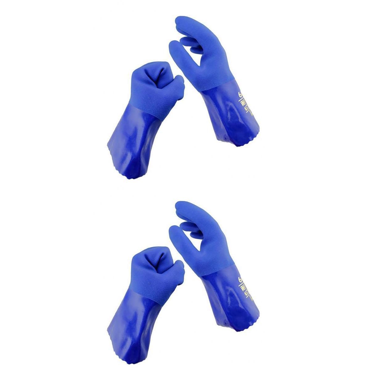 2 Pairs Blue Oil Resistant Safety Work Gloves Chemical Resistant L + XL