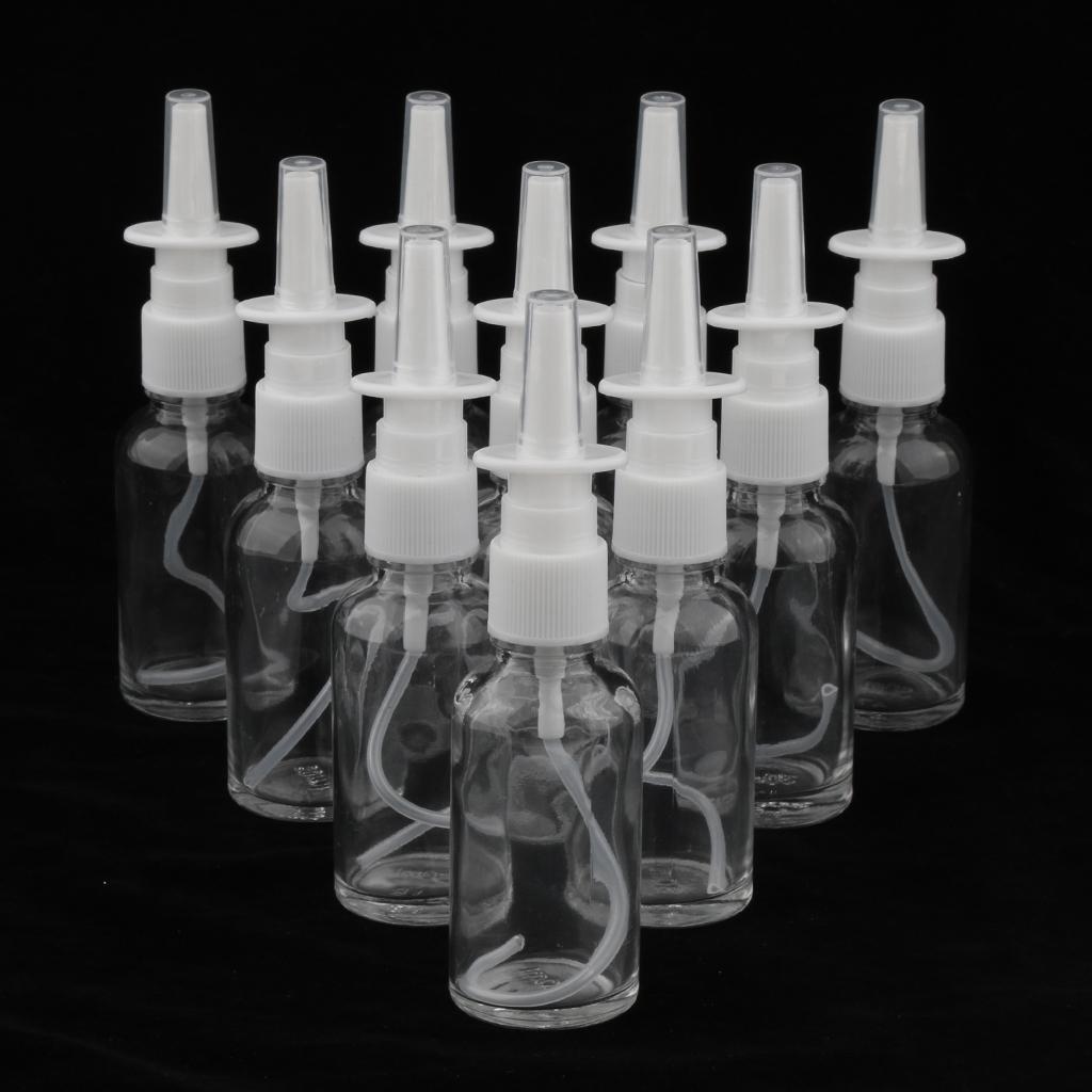 Lot 60pcs Glass Empty Refillable Nasal Spray Bottles Fine Mist Vials 30ml