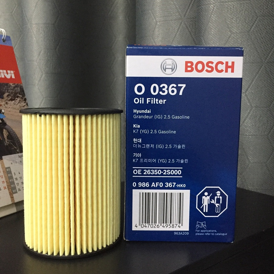 Lọc nhớt động cơ BOSCH O0367 HYUNDAI Santafe máy xăng, động cơ 2.5L , Xuất xứ KOREA