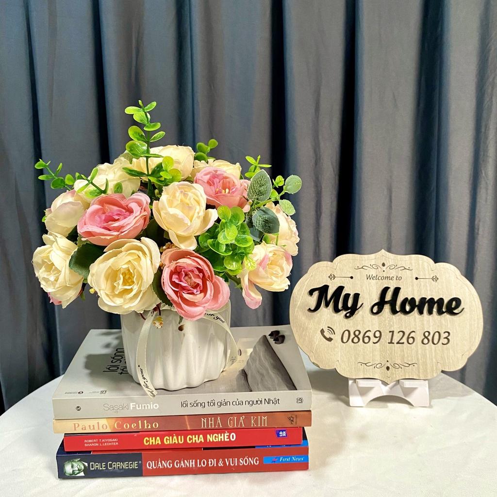 (Cắm sẵn) Chậu hoa hồng trứng hoàng gia cực sang chảnh 30cm*40cm, trang trí decor nhà đẹp, để bàn phòng khách