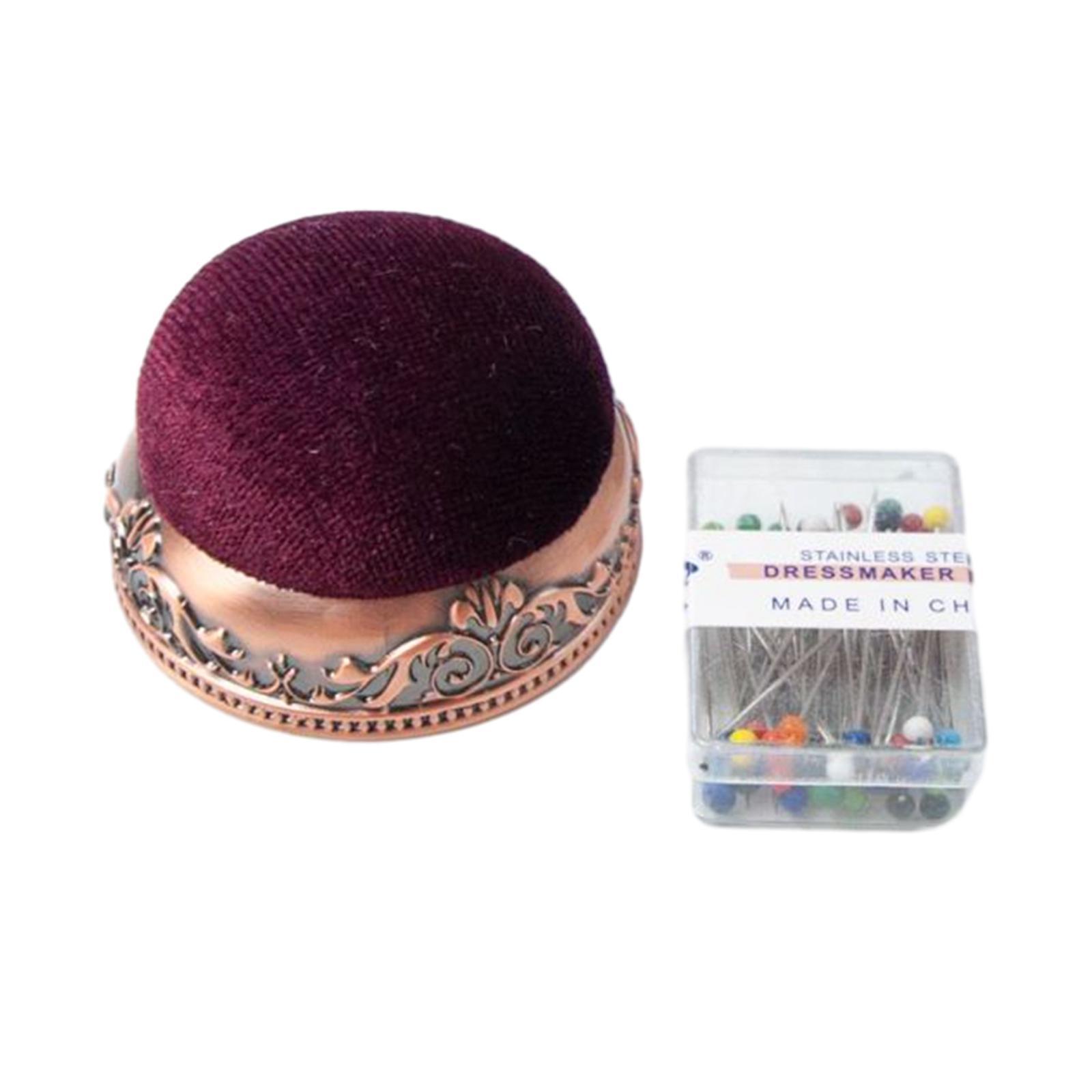 Needlework Pin Cushion Sewing Needlework Pin Cushion with Sewing Pins Sewing DIY Handcraft Tool Jewelry Round Pin Cushion Pillow Pin Cushion