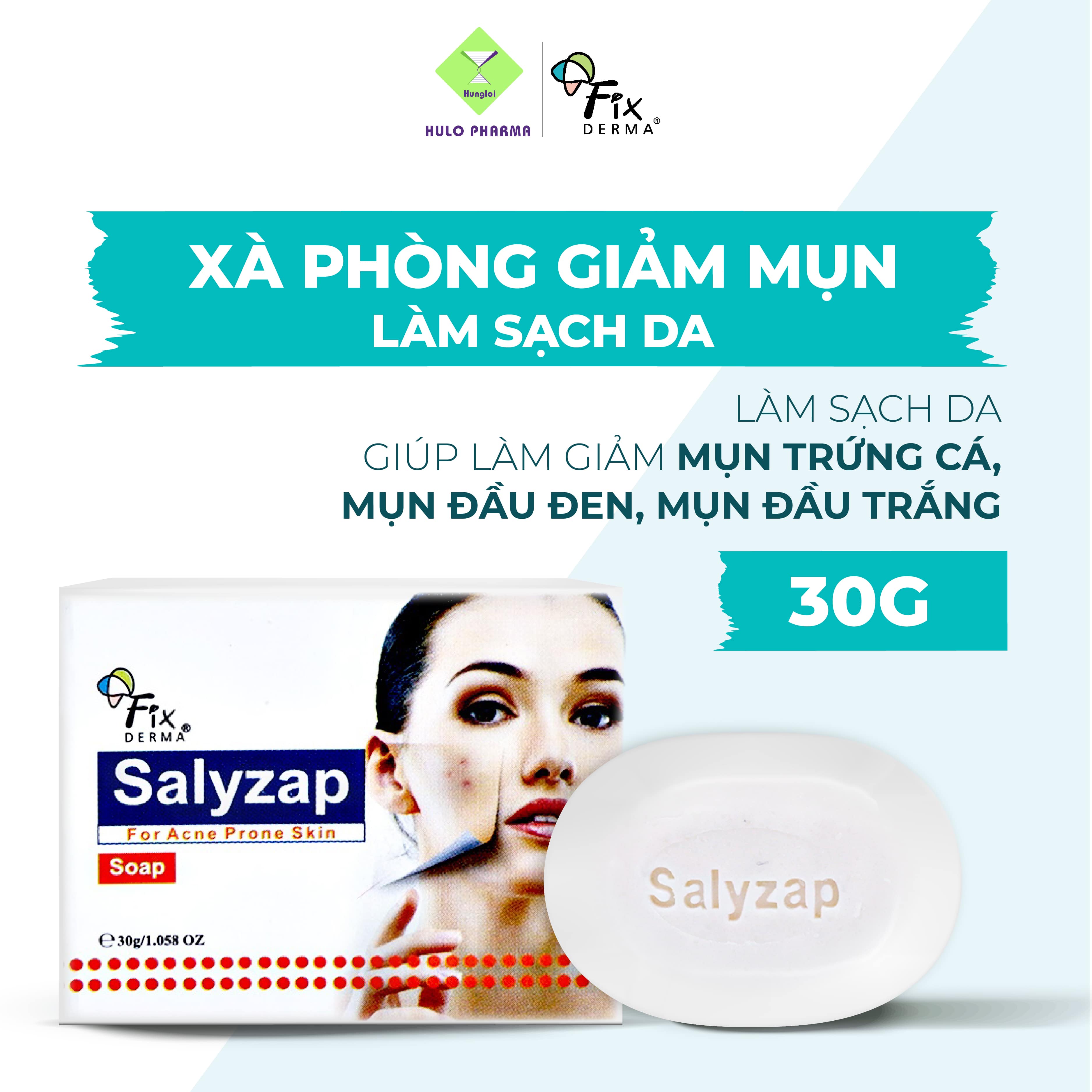 Xà Phòng Giúp Giảm Mụn Trứng Cá, Mụn Đầu Đen, Mụn Đầu Trắng, Giảm Thâm Mụn Fixderma Salyzap Soap 30g