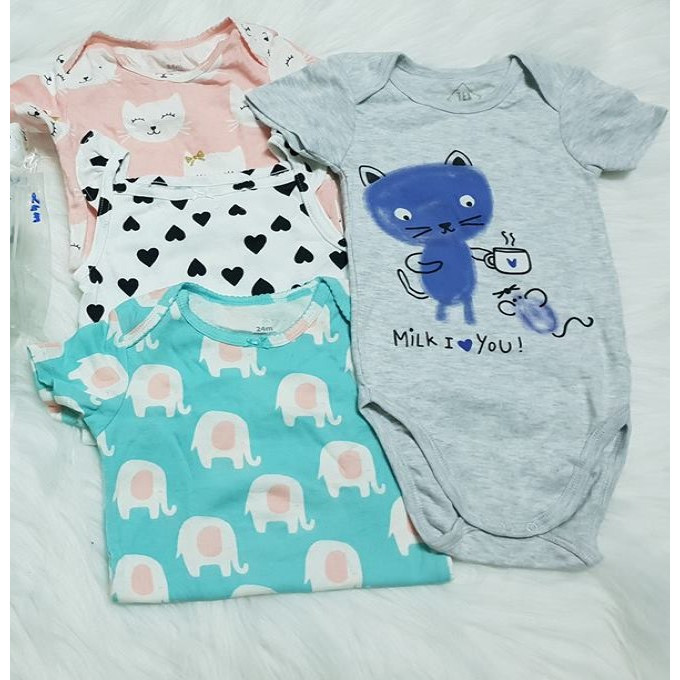 Combo 4 bộ Bodysuit cho bé gái từ 0-24 tháng màu ngẫu nhiên