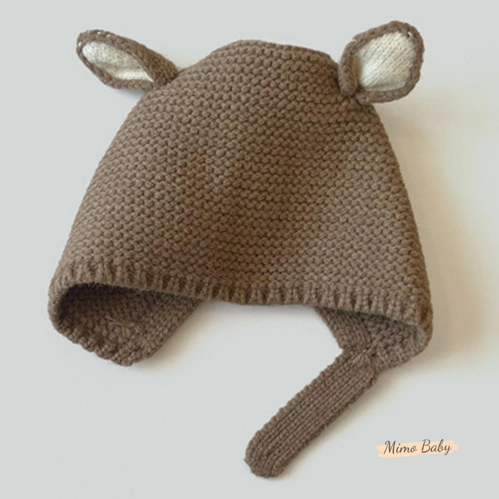 Mũ nón len cài cúc mùa đông hình tai nai dễ thương cho bé ML185 Mimo Baby