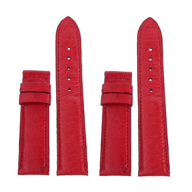 HC8445 - Dây đồng hồ Huy Hoàng da đà điểu da bụng size 22, 24, 26 màu đỏ