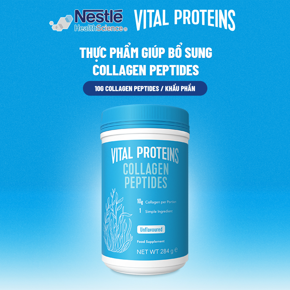 [Tặng Bình nước Premium] 1 Lon Bột Uống Collagen Cao Cấp Hoa Kỳ Vital Proteins 284G