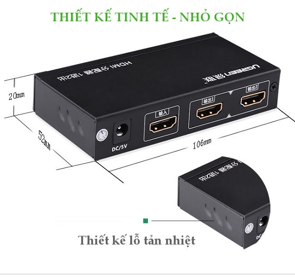 Bộ chia cổng HDMI 1 ra 4 Hỗ trợ 4K*2K@30Hz Chính hãng Ugreen 40201 Cao cấp Hàng chính hãng