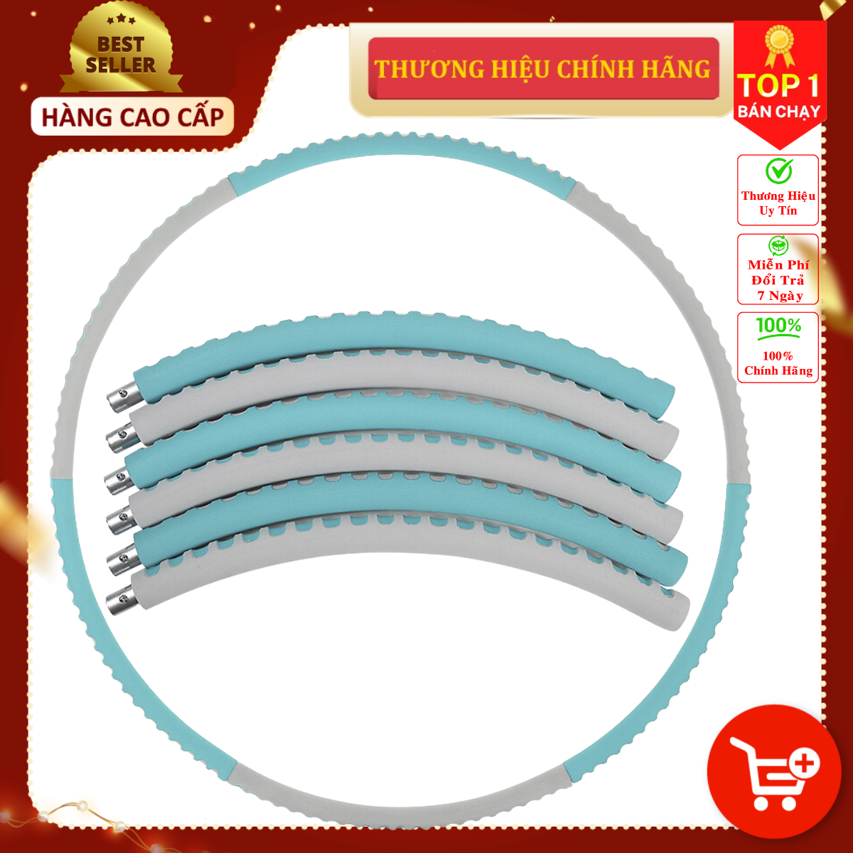 Vòng Lắc Eo Ống Thép Mọc Mút Xốp Lắp Ghép Cao Cấp Chính Hãng DoDoDios - Vòng Lắc Eo Giảm Mỡ Bụng Ống Thép Bọc Mút Xốp - Tùy Chỉnh Độ Nặng