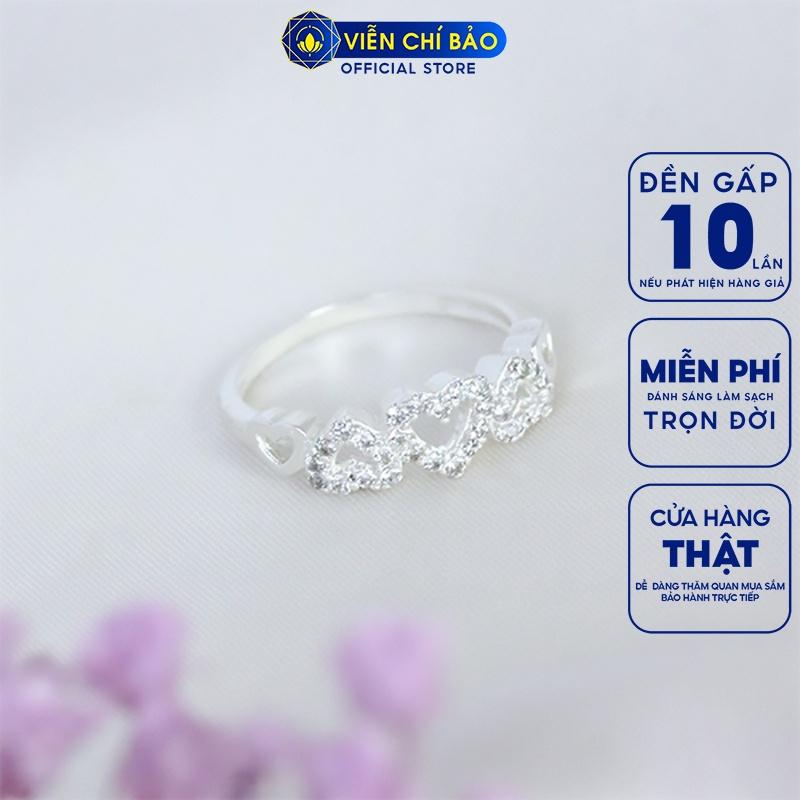 Nhẫn bạc nữ hình trái tim ghép chất liệu bạc 925 thời trang phụ kiện trang sức nữ Viễn Chí Bảo N400683